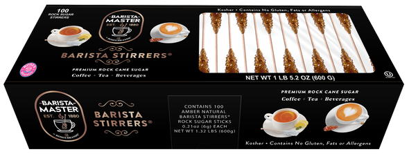 Roses Brands Rock Sugar Barista Stirrers - 100ct 6g Amber