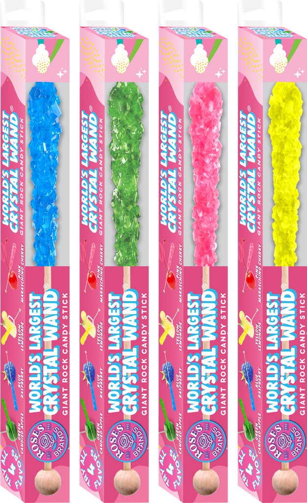 Roses Brands Worlds Largest Crystal Wands - 55g Assorted Peg Boxes