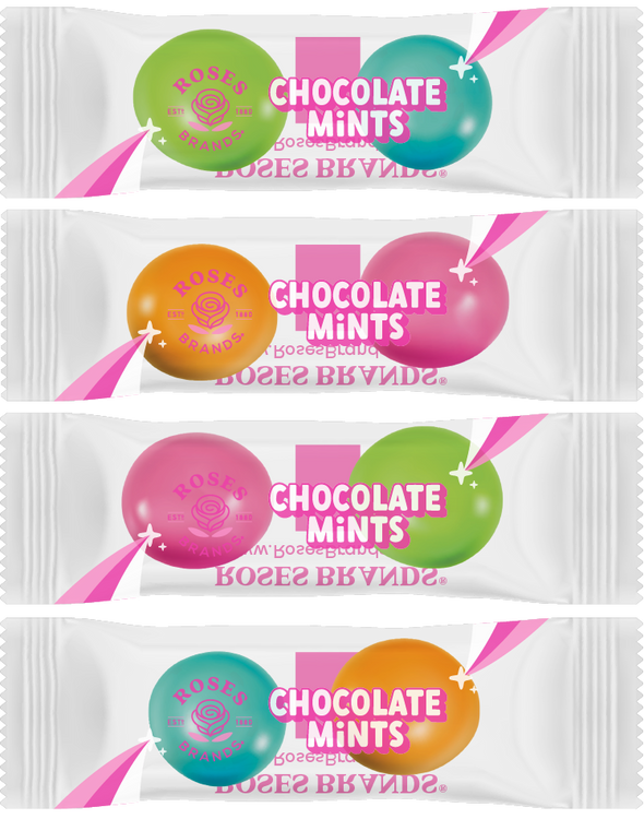 Roses Brands Logo Gourmet Chocolate Mints - Assorted Colors 1,000ct