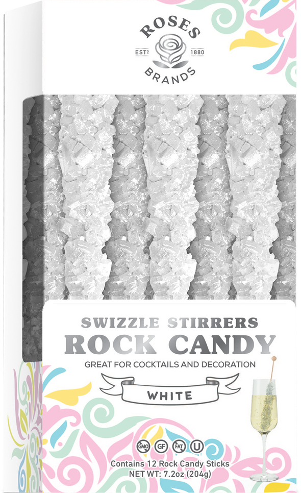 ROCK CANDY SWIZZLE STICKS - (17G) - 12CT - WEDDING BOX / WHITE