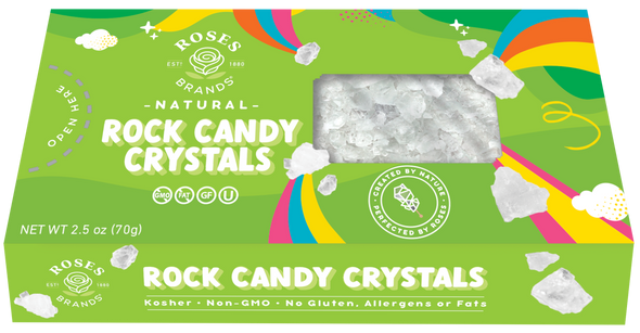 ROSES BRANDS ROCK CANDY CRYSTALS - BOXED WHITE / NATURAL - 2LBS