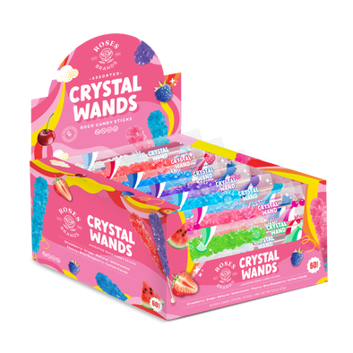 Rock Candy Crystal Wands - 60ct - (22G)- ASSORTED DISPLAY BOX