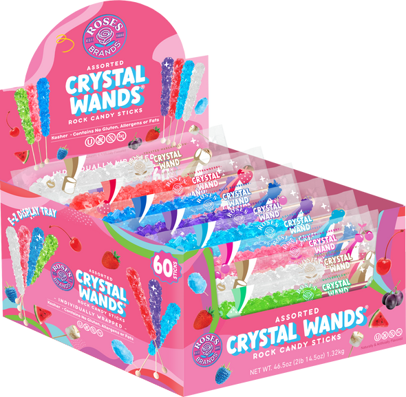 Roses Brands Crystal Wands - 60ct 22g Assorted Display