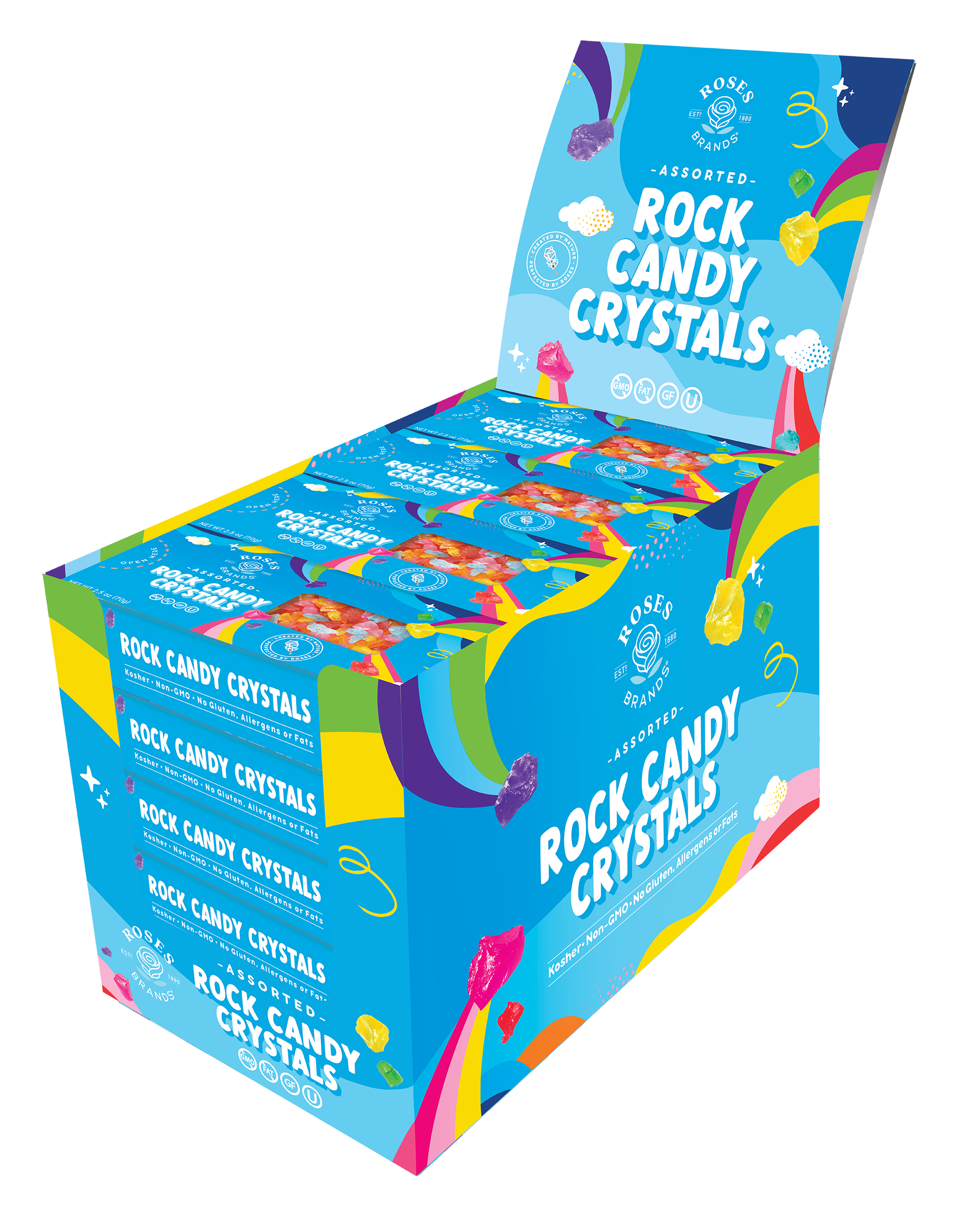 Roses Brands Rock Candy Crystals - 2.5oz Assorted Mix Box – Roses Roses Brands Rock Candy Crystals - 2.5oz Assorted Mix Box – Roses