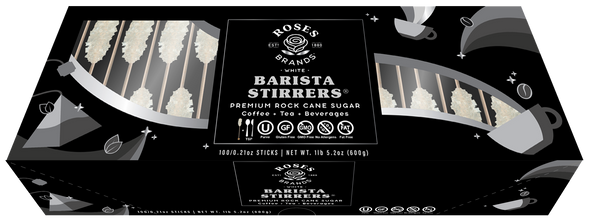 ROCK CANDY BARISTA STIRRERS (6G) WHITE-100ct - Natural Cane Sugar